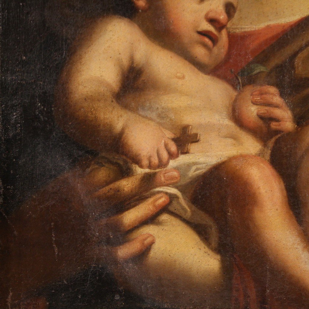 Antico dipinto Madonna col bambino del XVII secolo-photo-2