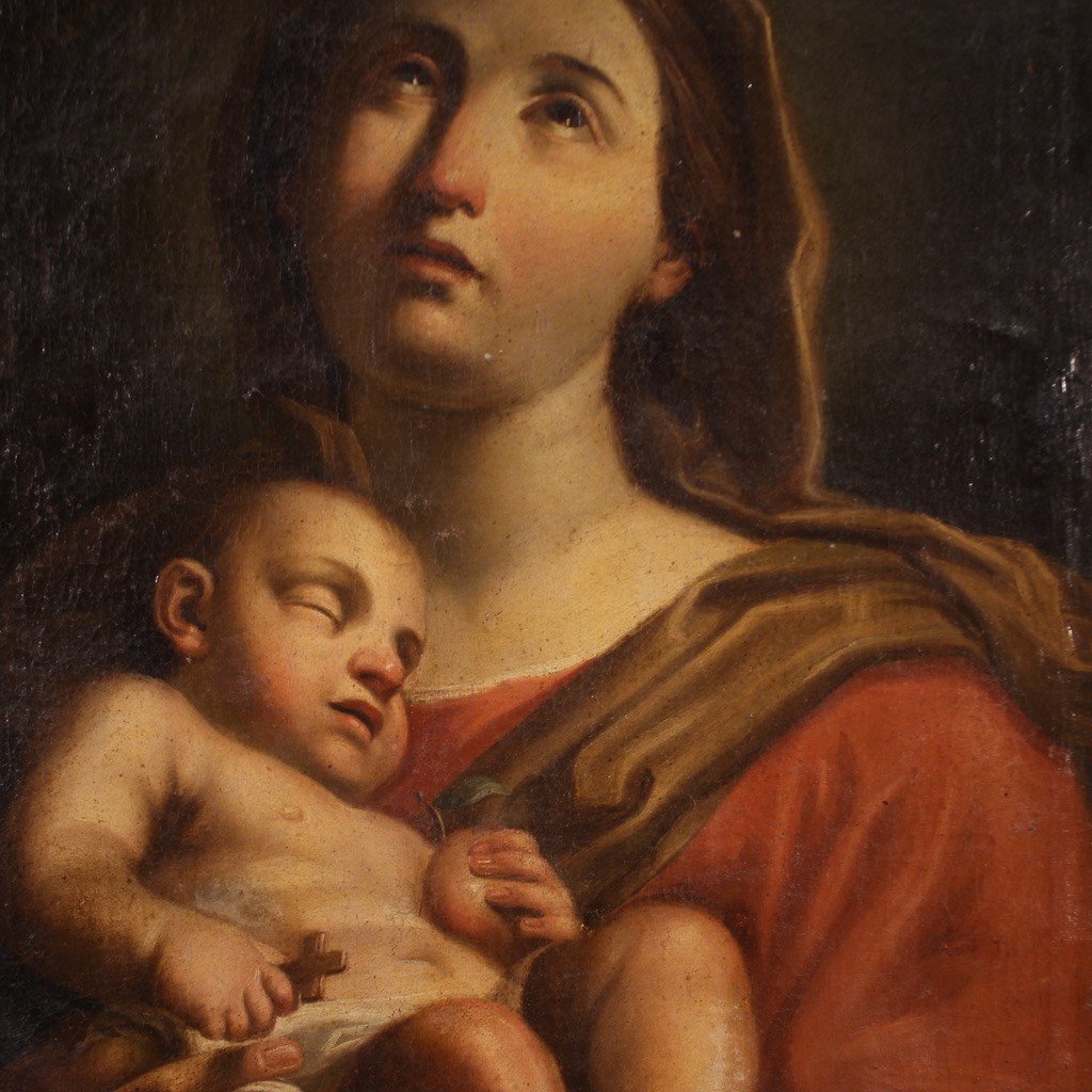 Antico dipinto Madonna col bambino del XVII secolo-photo-7