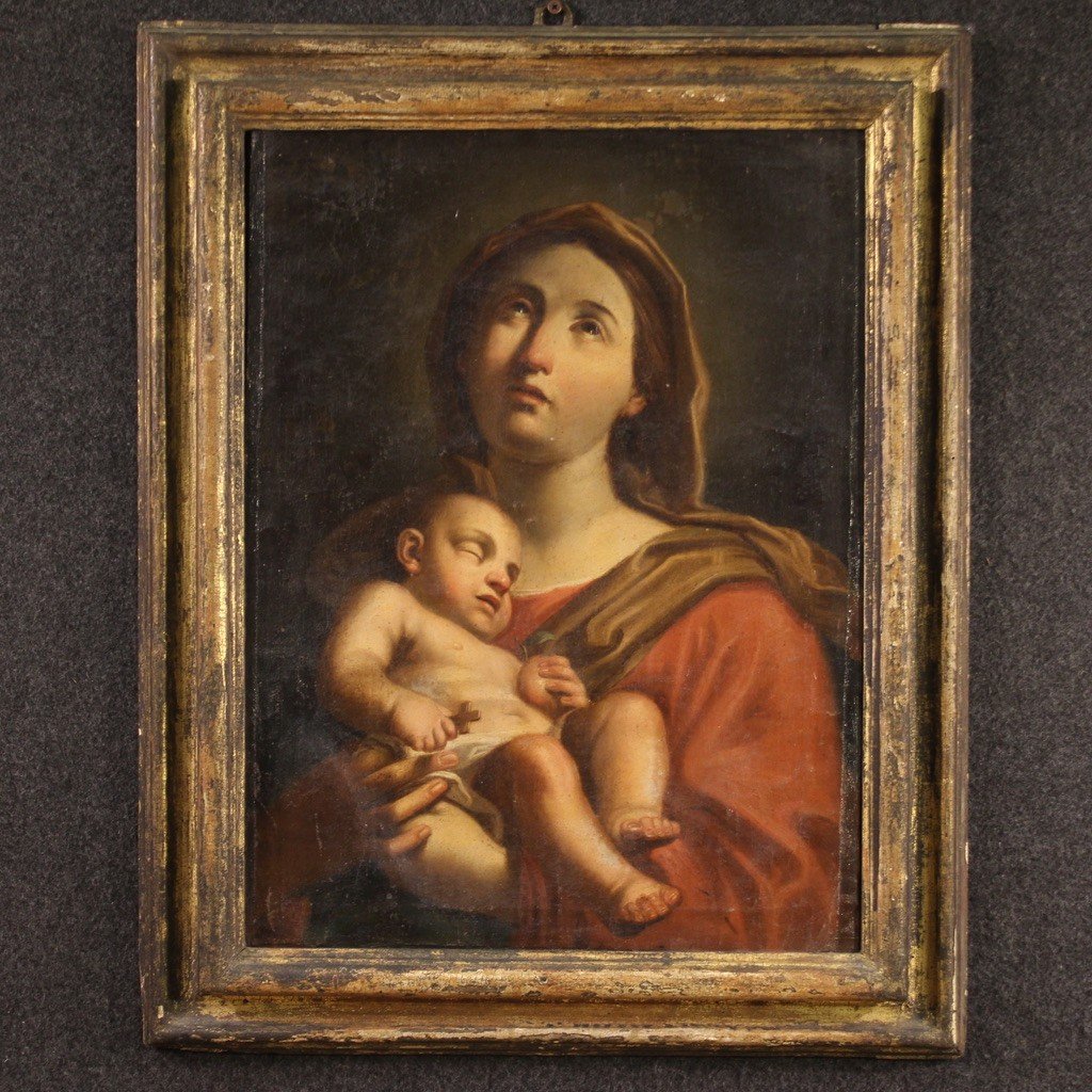 Antico dipinto Madonna col bambino del XVII secolo