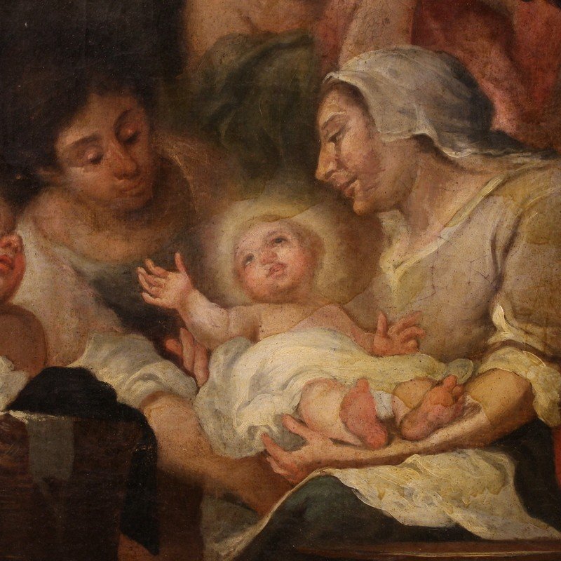 Grande dipinto spagnolo del XVIII secolo, La Natività della Vergine-photo-1