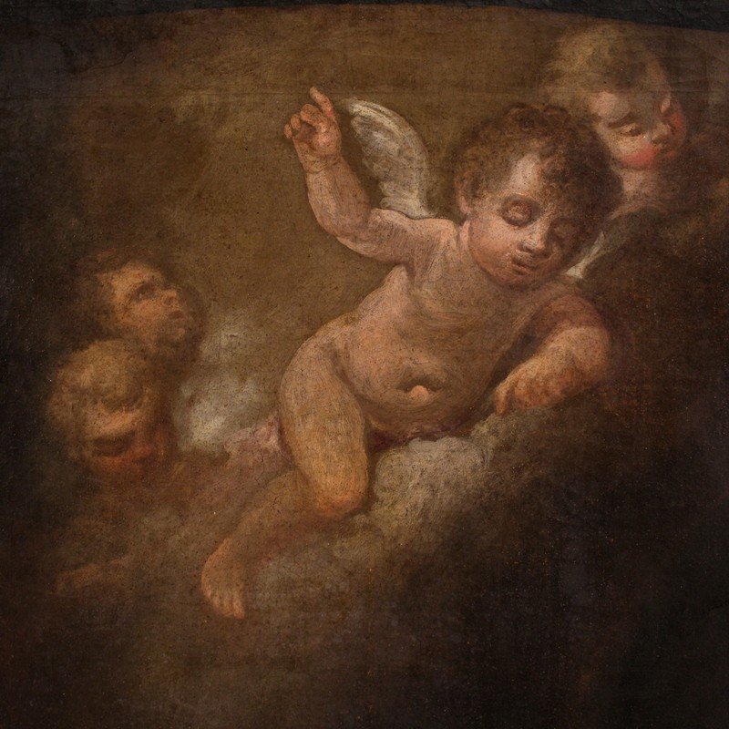 Grande dipinto spagnolo del XVIII secolo, La Natività della Vergine-photo-6