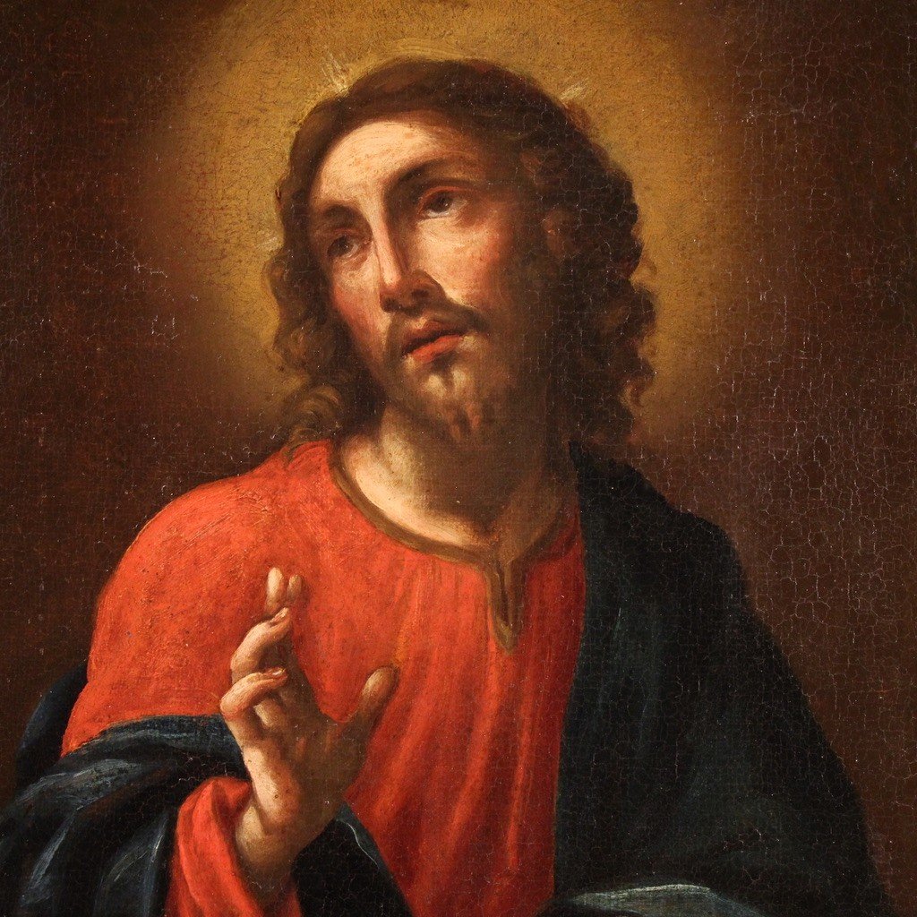 Quadro religioso del XVIII secolo, Cristo benedice il pane-photo-1