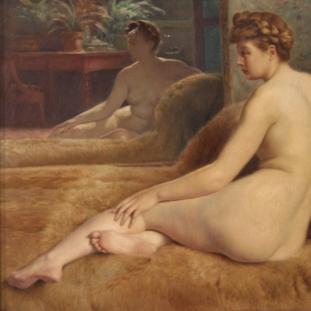 Nudo di donna del XX secolo, dipinto firmato P. Sieffert-photo-1