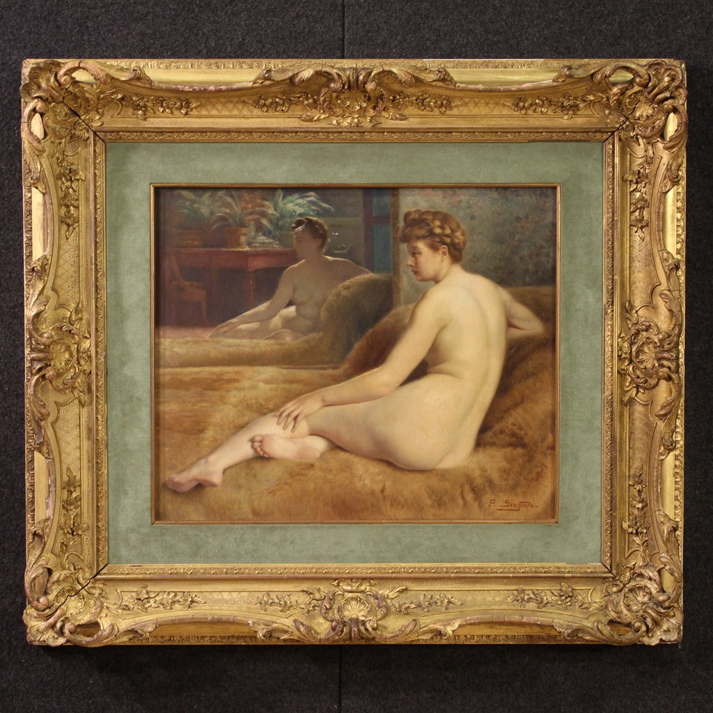 Nudo di donna del XX secolo, dipinto firmato P. Sieffert