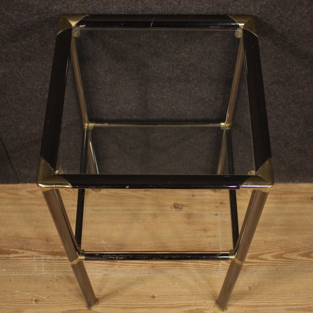Tavolino italiano di design in metallo e vetro-photo-1