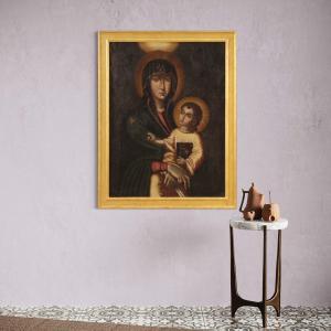 Dipinto religioso Madonna con bambino del XIX secolo