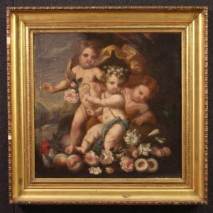 Splendido dipinto italiano del XVII secolo, Gioco di Putti