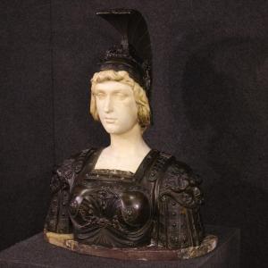 Scultura in bronzo e marmo del XIX secolo, firmata Aristide Petrilli