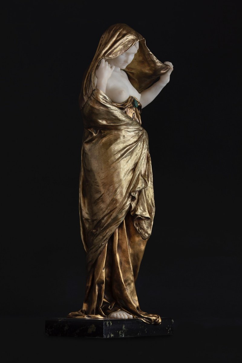 Scultura in marmo e bronzo di Louis Ernest Barrias (Parigi 1841 - 1905) -photo-2