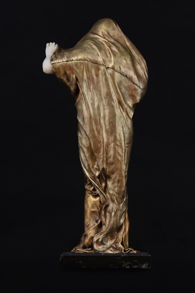 Scultura in marmo e bronzo di Louis Ernest Barrias (Parigi 1841 - 1905) -photo-1