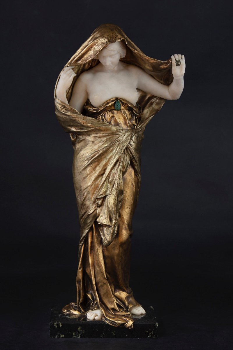 Scultura in marmo e bronzo di Louis Ernest Barrias (Parigi 1841 - 1905) 