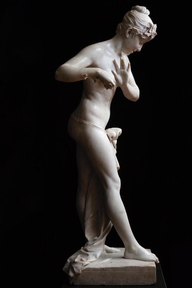 Scultura di Arnaldo Fazzi (1855-1944)  “Fanciulla che gioca con le onde”-photo-3