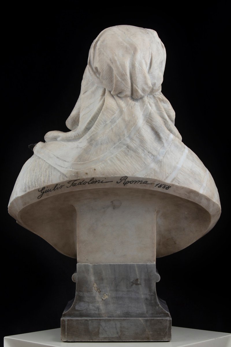 Scultura di Giulio Tadolini (Roma 1849-1918) "Busto di donna orientale" -photo-2