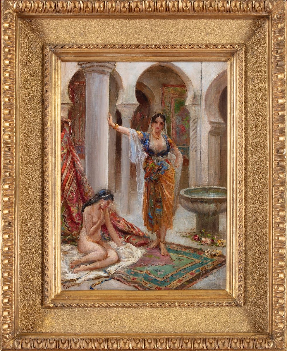 Dipinto di Fabio Fabbi (Bologna 1861 –1945), “Donne nell’harem”