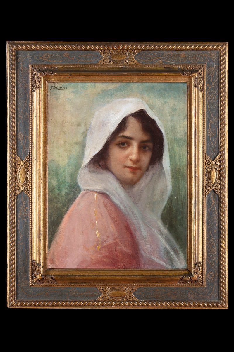 Dipinto di Fausto Zonaro (1854- 1929) “Giovane ragazza orientale”