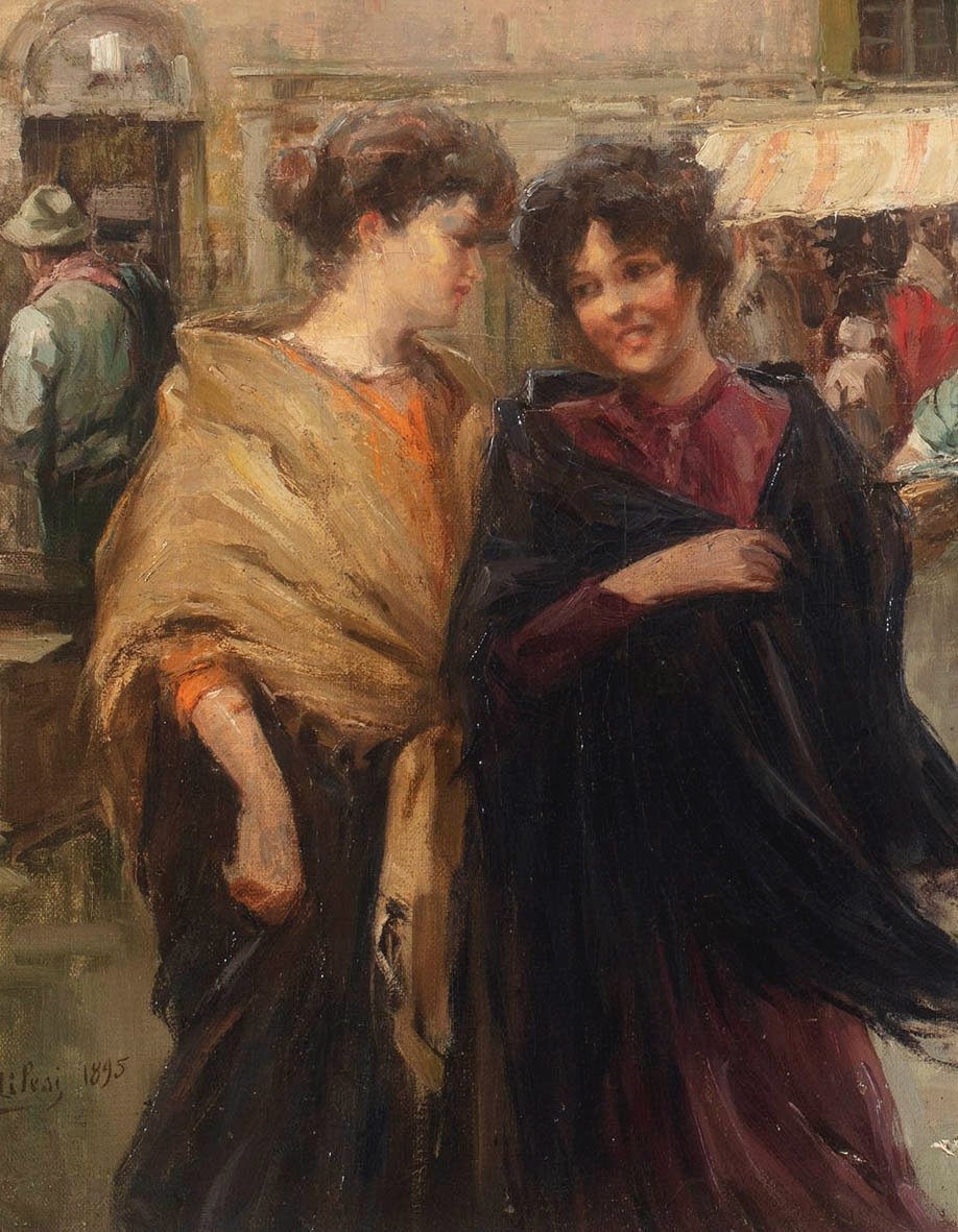 Dipinto di Alessandro Milesi (Venezia 1856 – 1945), “Il Mercato”-photo-4