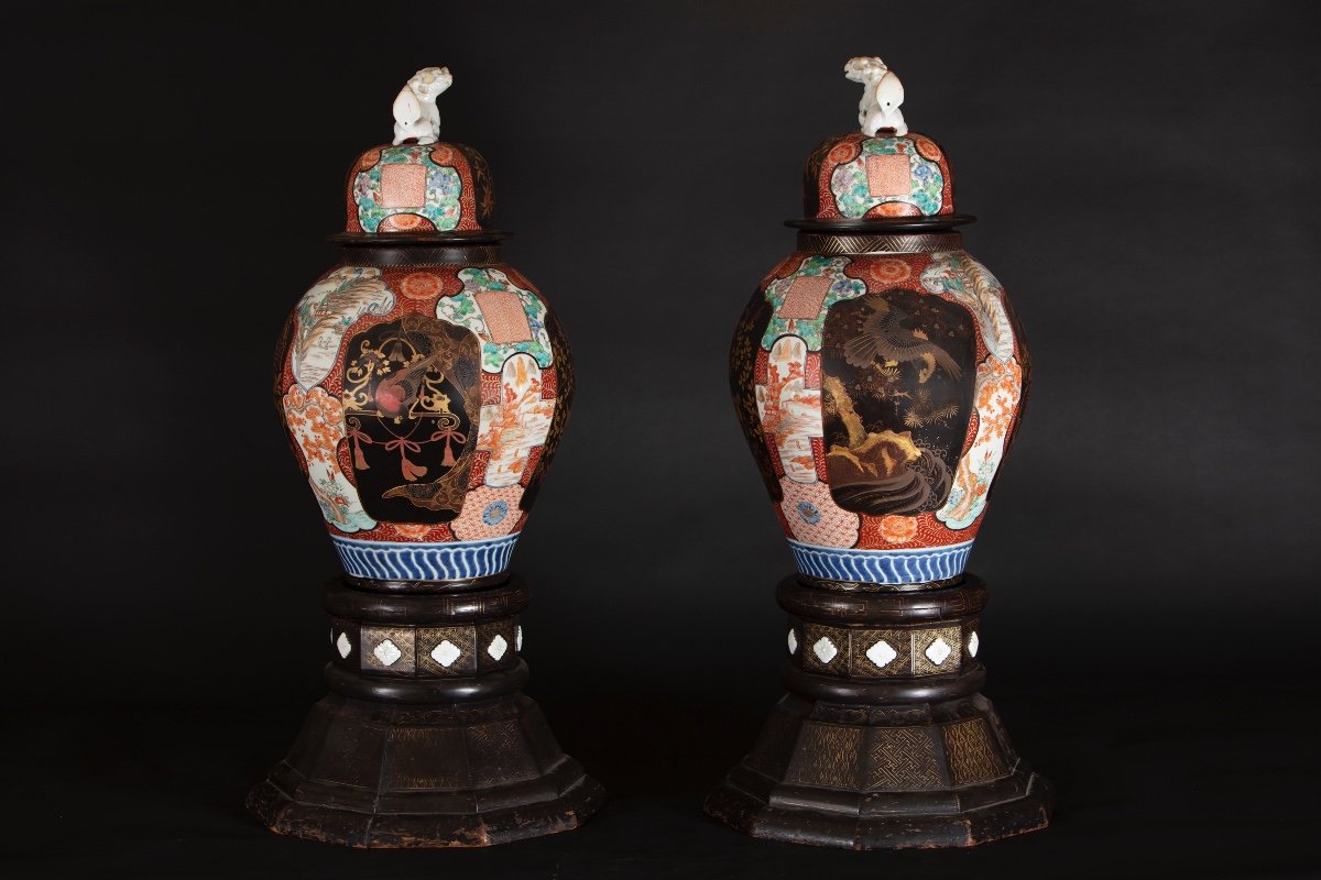 Paire De Vases Imari Japon 19ème Siècle-photo-2