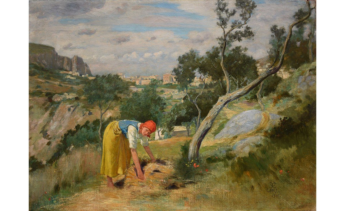 Charles Caryl Coleman (Buffalo 1840 – Capri 1928), Contadina a lavoro nei campi a Capri (1901)