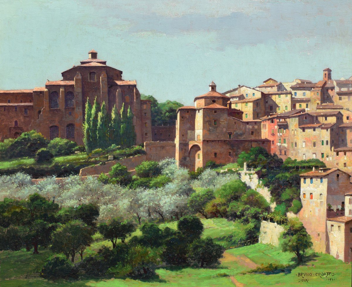 Bruno Croatto (Trieste 1875 – Roma 1948), Veduta di Siena (1941) 