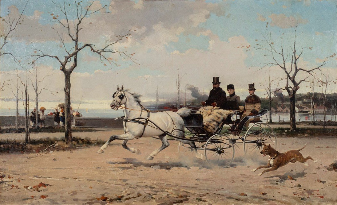 Alfredo Tominz (Trieste 1854 – 1936), Passeggiata a cavallo a Trieste