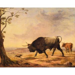 Lorenzo Scarabellotto (Trieste 1796 – Rio de Janeiro 1852), Cane che affronta un toro 