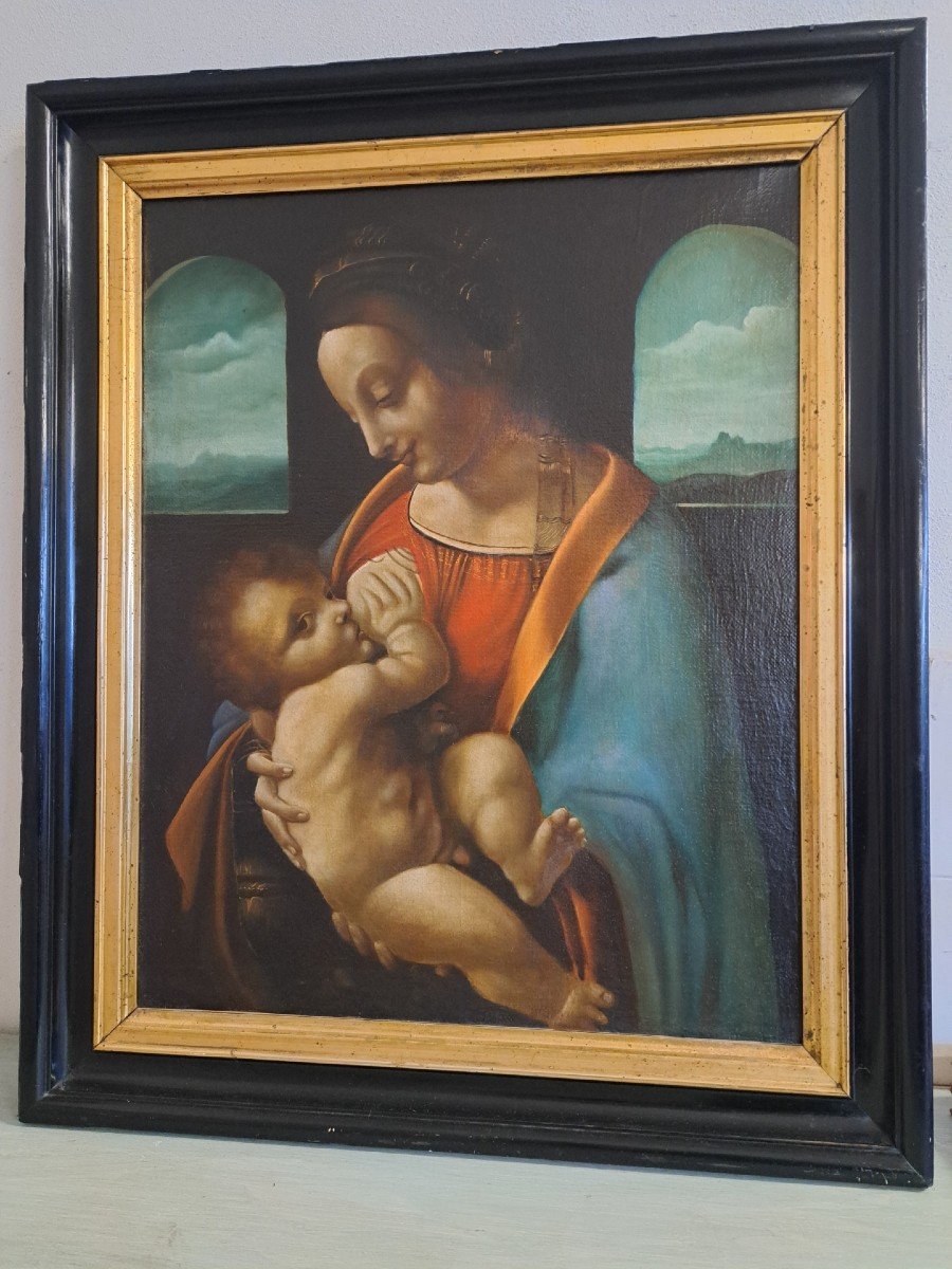 Madonna Litta, olio su tela dell' Ottocento.-photo-8