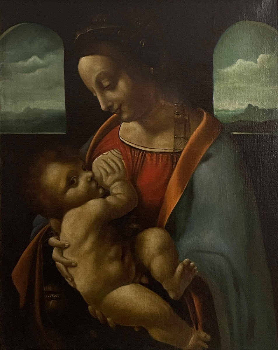 Madonna Litta, olio su tela dell' Ottocento.