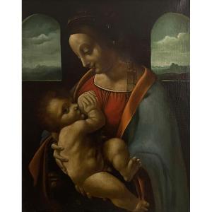 Madonna Litta, olio su tela dell' Ottocento.