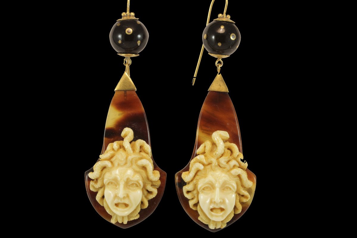 orecchini antichi oro e avorio cammeo-photo-2