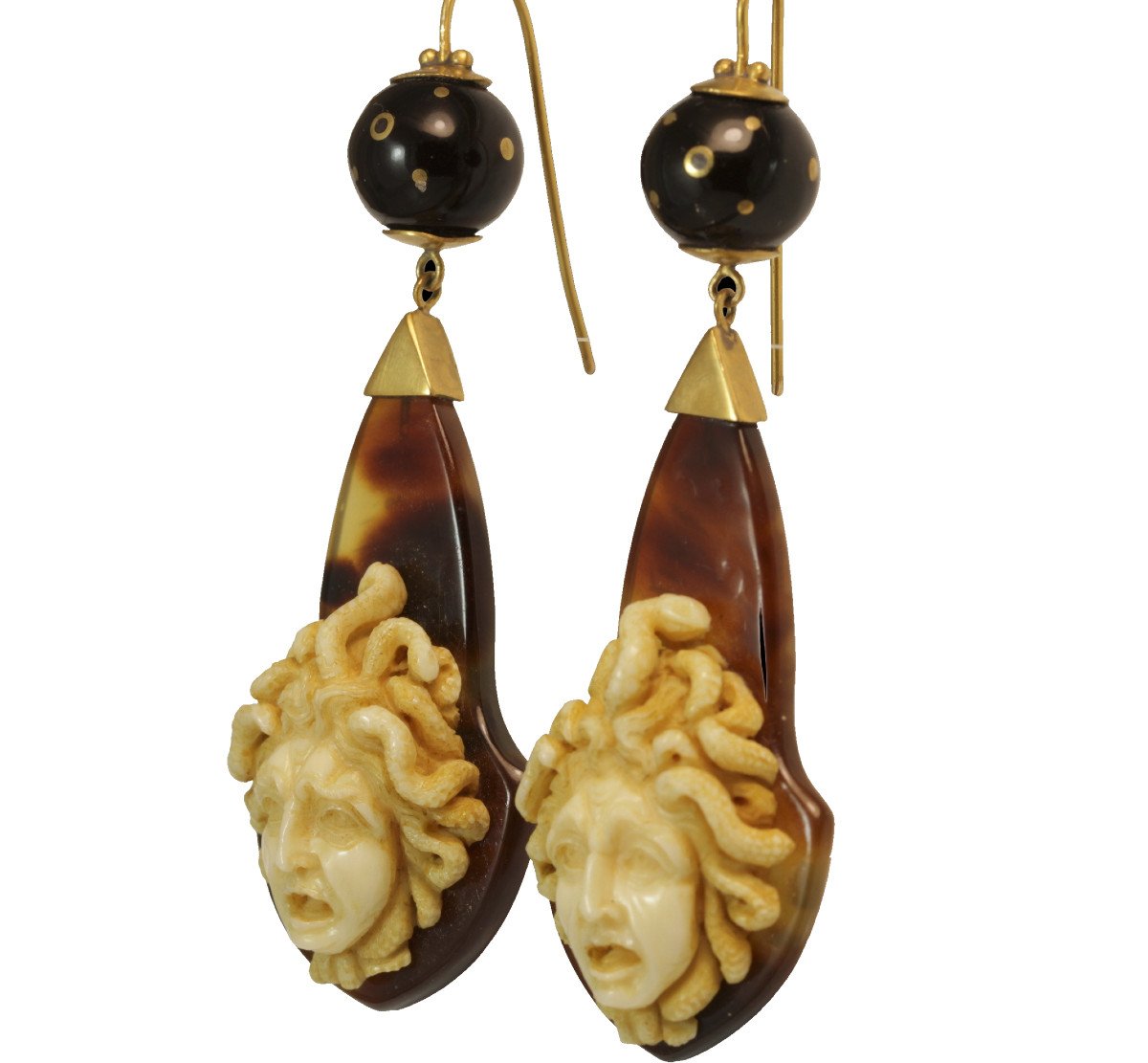 orecchini antichi oro e avorio cammeo-photo-3