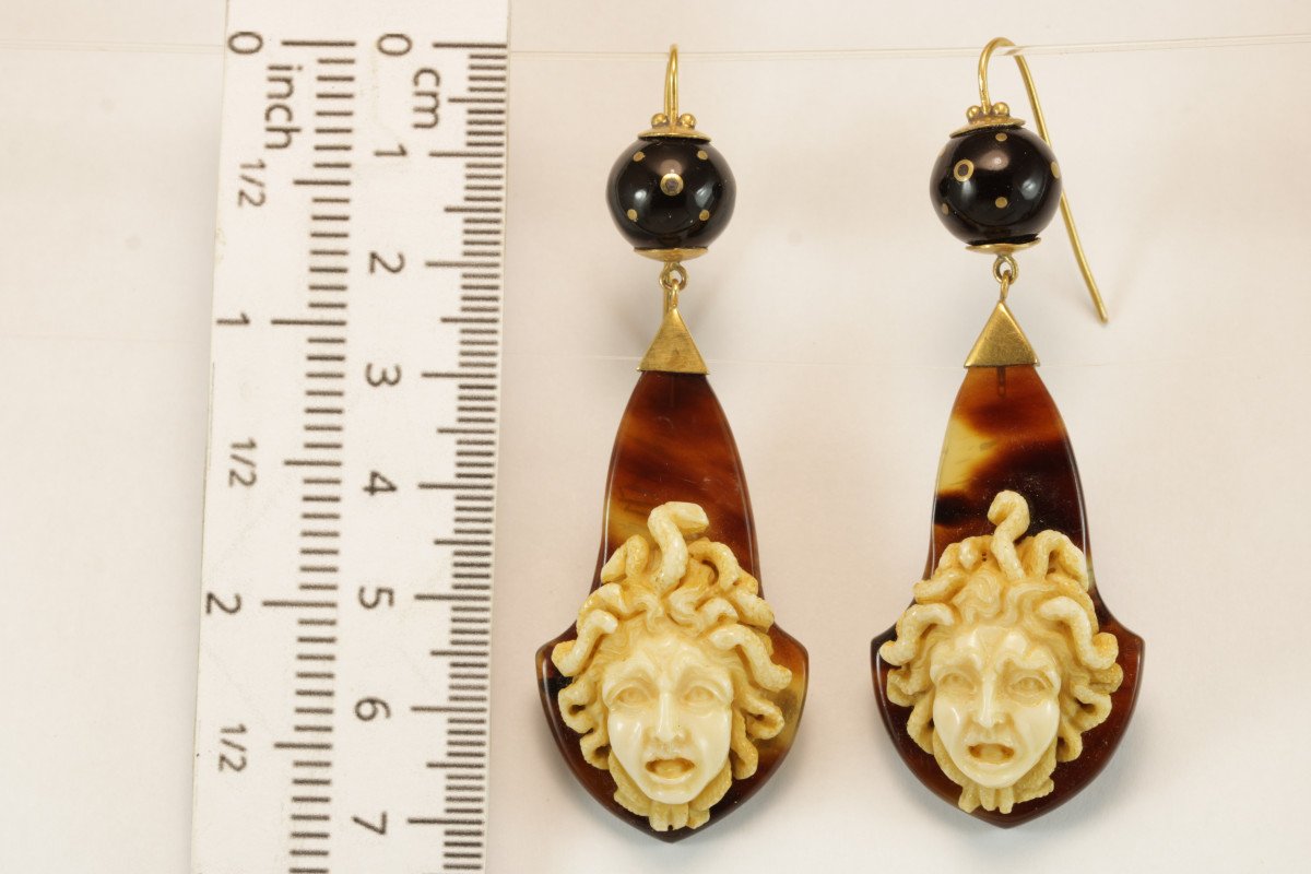 orecchini antichi oro e avorio cammeo-photo-4