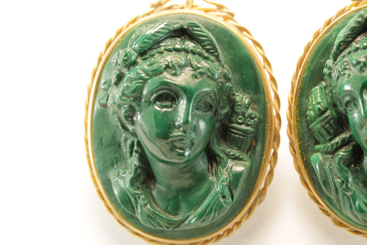 Orecchini antichi oro e cammei malachite-photo-4