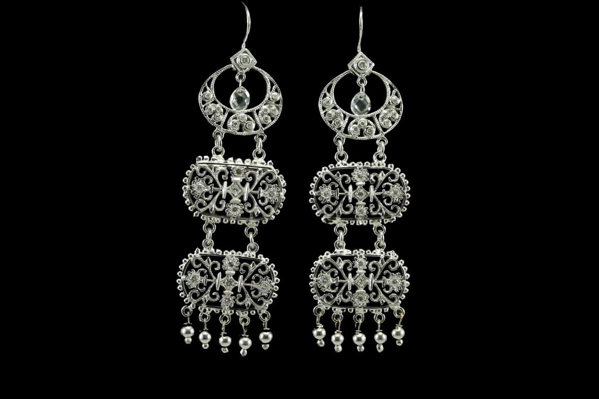 Boucles d'Oreilles Art decò Or Diamants-photo-2