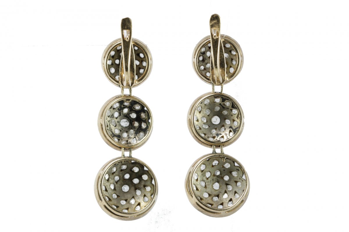 Boucles d'Oreilles Anciennes Or Diamant-photo-1