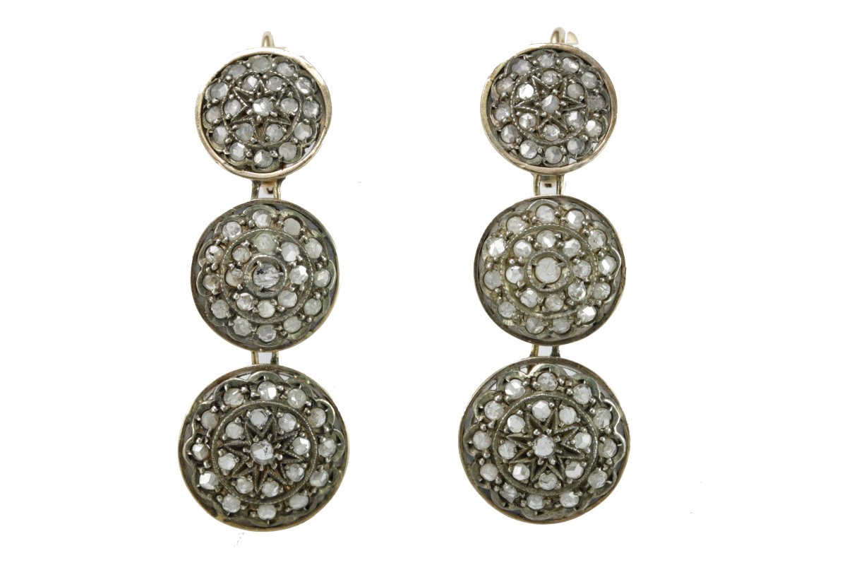 Boucles d'Oreilles Anciennes Or Diamant