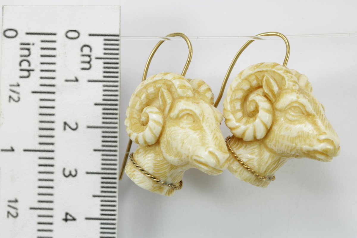 Boucles d'Oreilles Anciennes Or Ivoire  Camee-photo-3