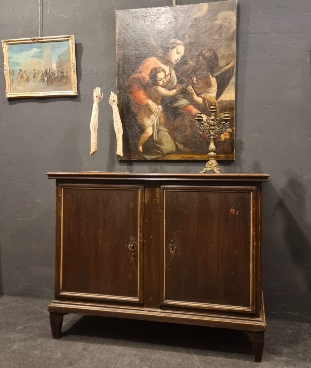 Credenza veneta in noce del 1600 da convento monastico-photo-2