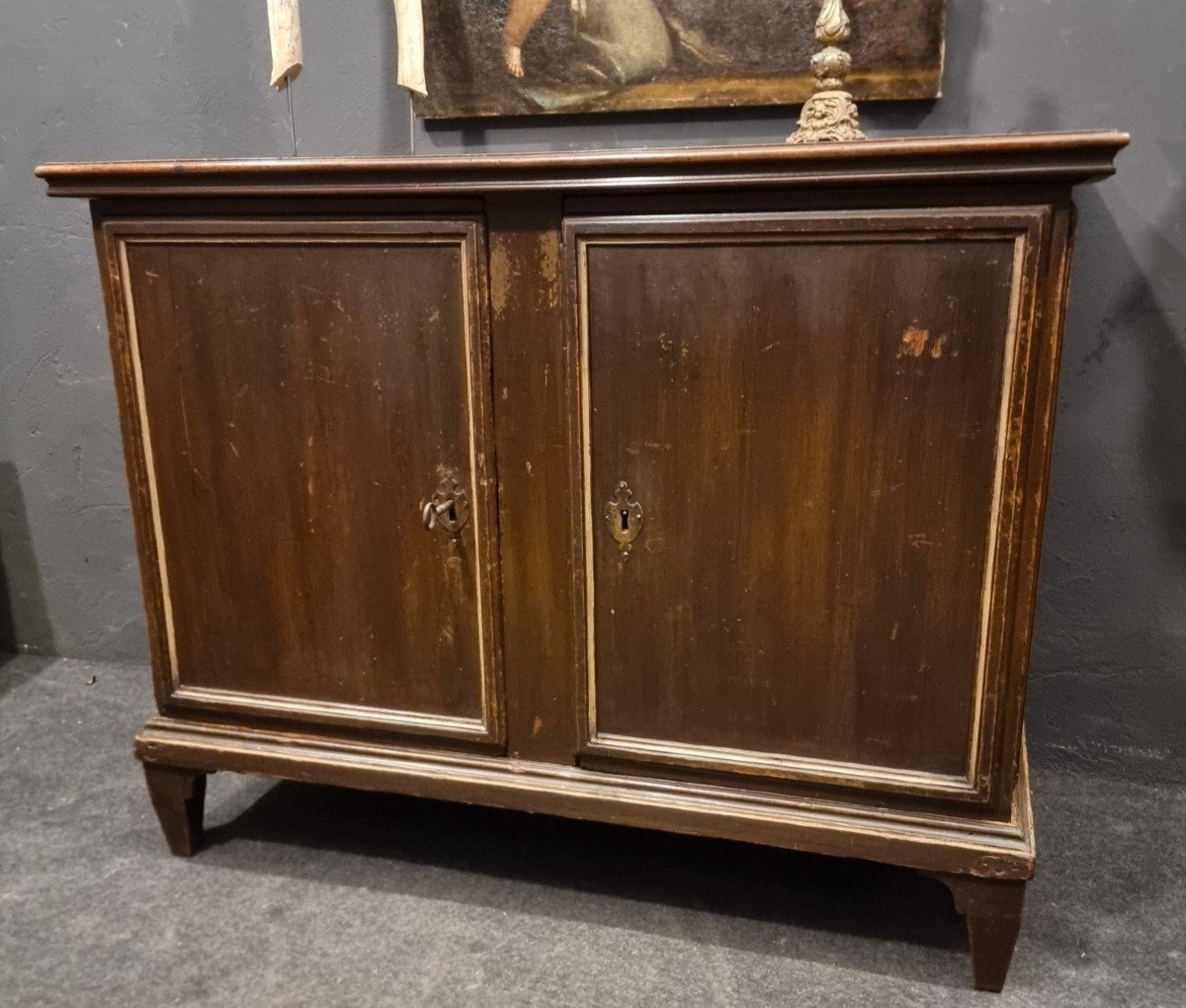 Credenza veneta in noce del 1600 da convento monastico-photo-3