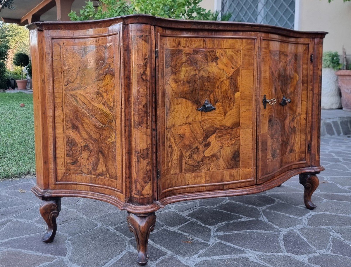 Raffinata Credenza in Radica di Noce dell’800 da Palazzo Veneziano-photo-1