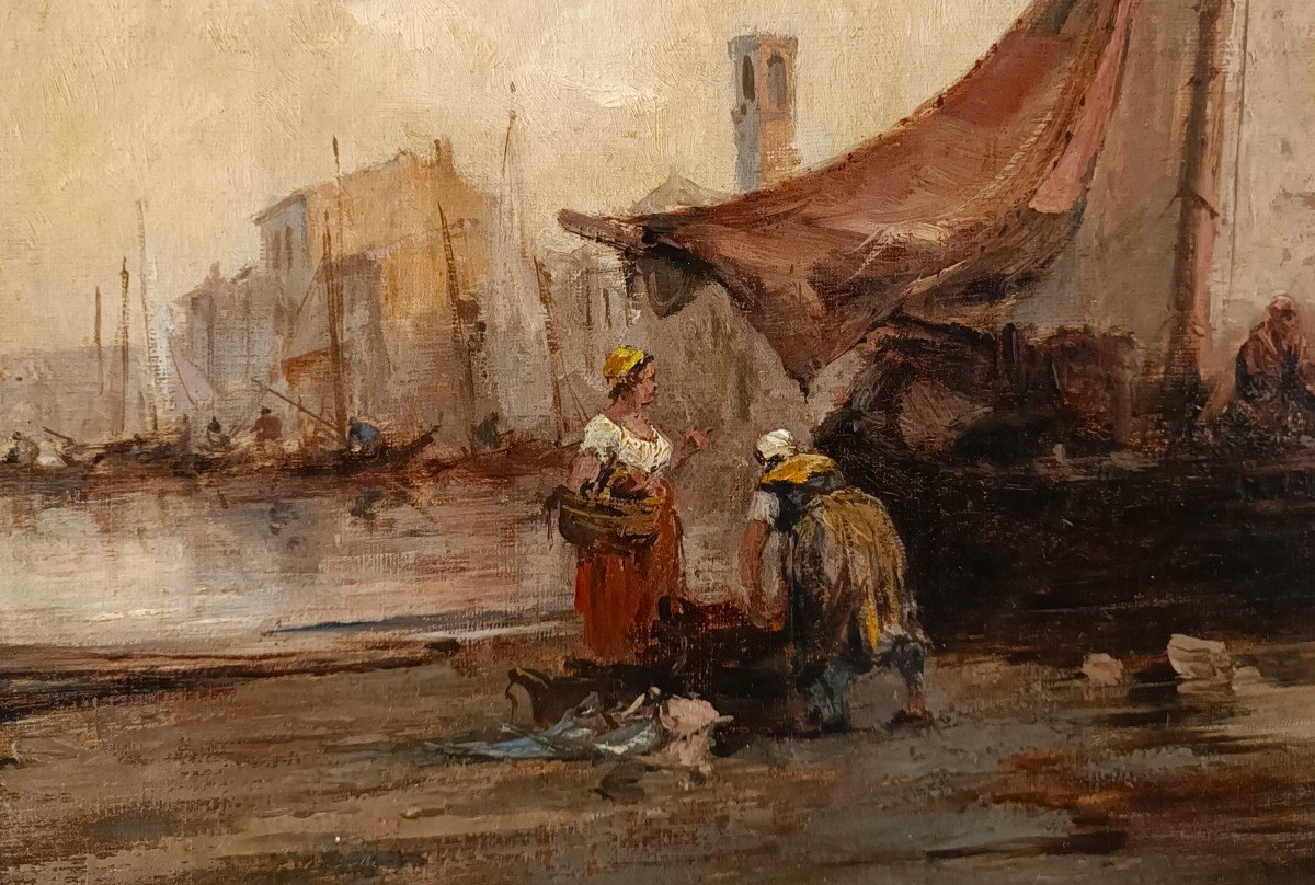 Olio su tela Marina con Laguna di Venezia, 1877-photo-3