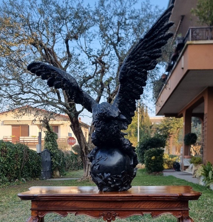 Aquila imperiale in legno dell’800 scultura di alta qualità-rarità-photo-4