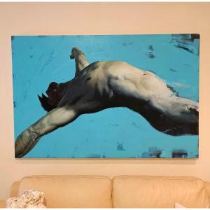 Olio su tela "Deep Blue" Filippo Manfroni al confine dell' iperealismo Context Art Miami