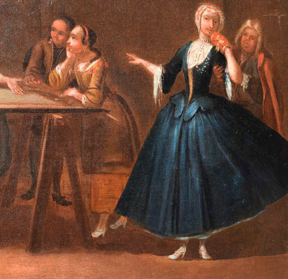 Cerchia di Pietro Longhi ( 1701 – 1785) Scena di concerto Olio su tele dipinto-photo-4