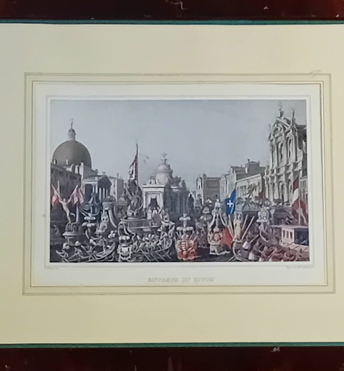 Antica stampa a colori della parata a Venezia dell'Imperatrice Sissi-photo-3