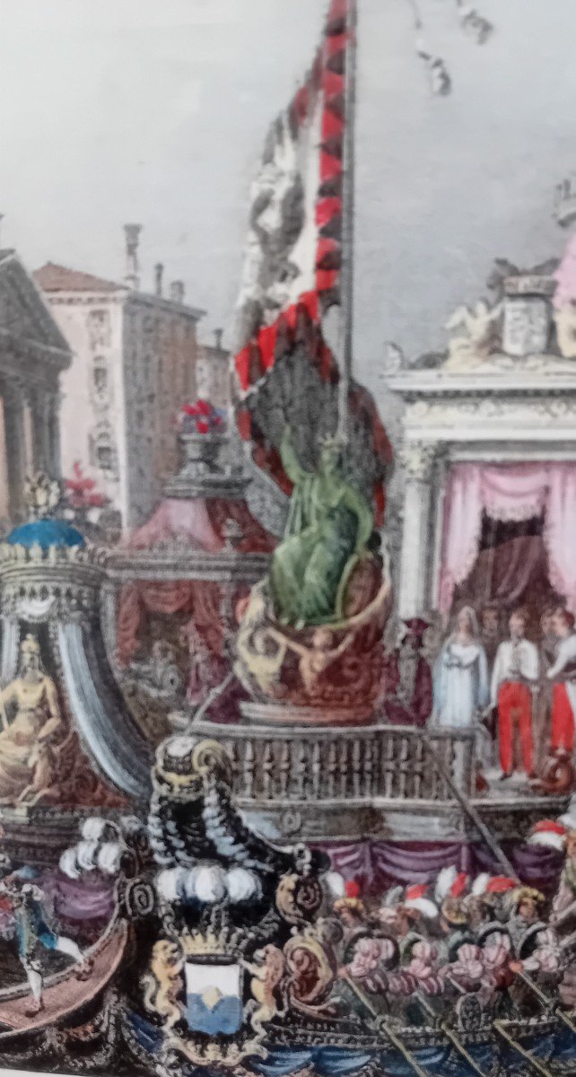 Antica stampa a colori della parata a Venezia dell'Imperatrice Sissi-photo-6