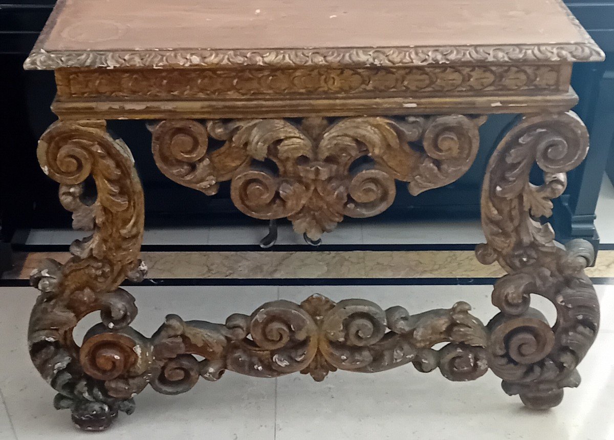 antica consolle barocca on legno dorato-photo-4