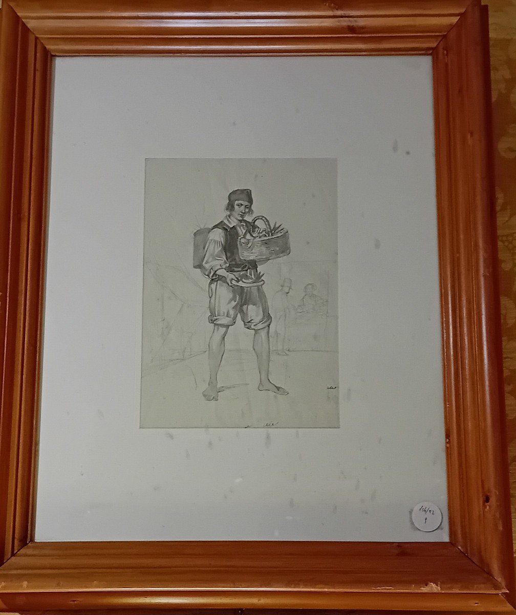 antico disegno ,matita su carta, scuola italiana dell'800-photo-2