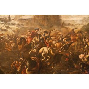 Grande dipinto su tela " battaglia equestre" cerchia di Salvator Rosa