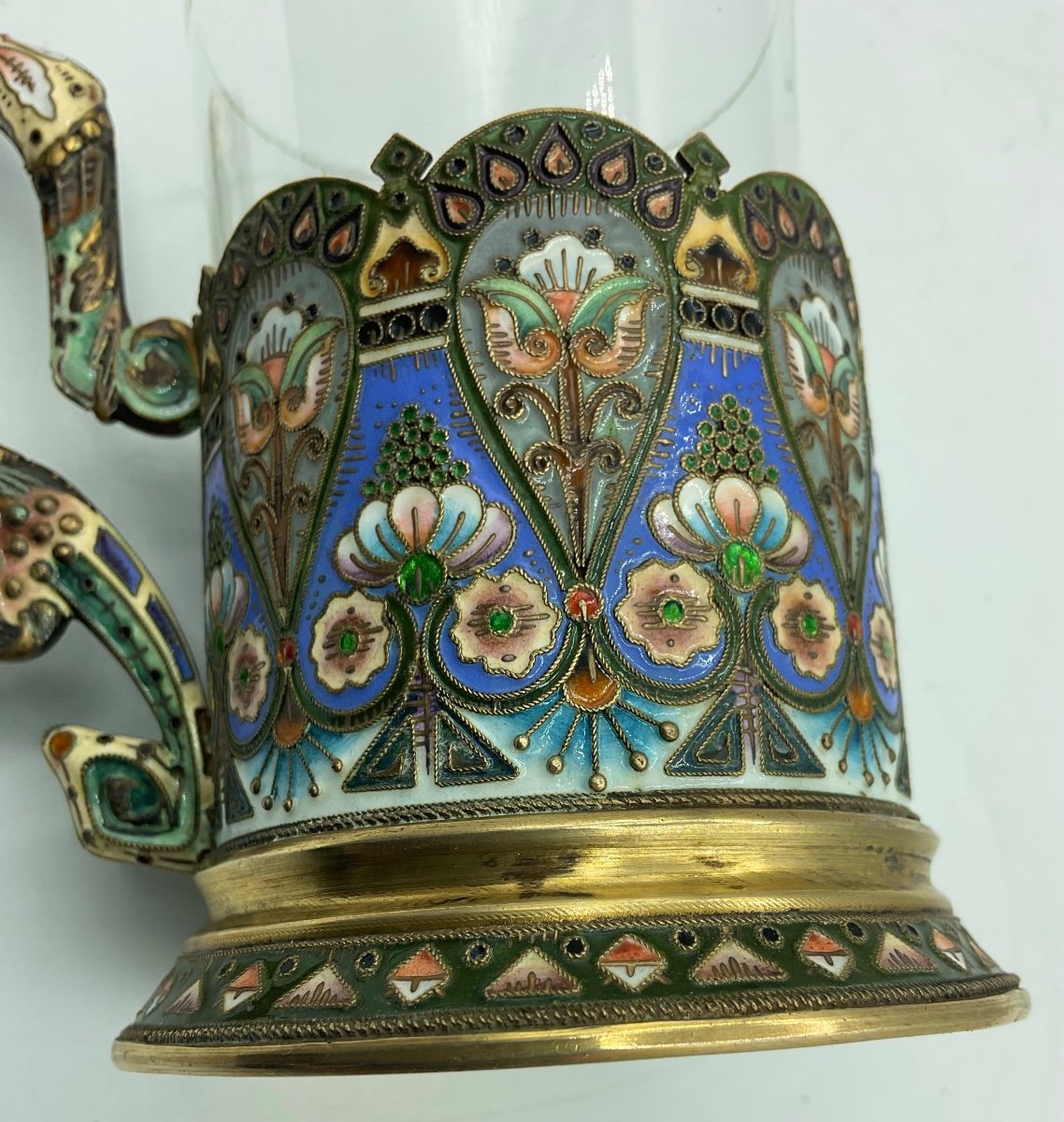 Russian silver enamel glass holder-photo-8