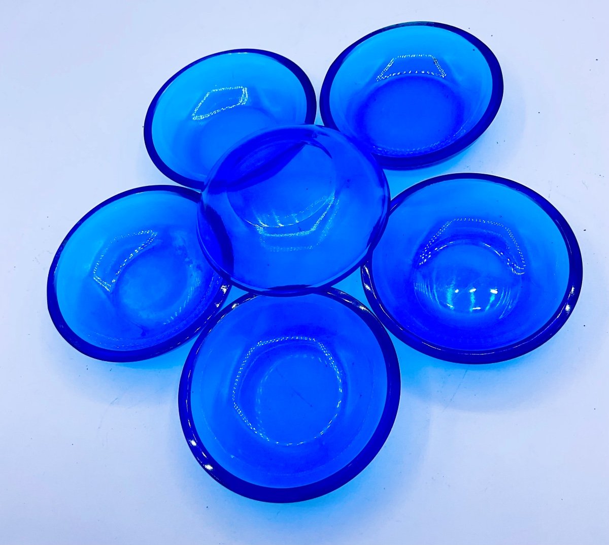 Morano glass small dishes set of 6, in dark blue saphire-photo-2